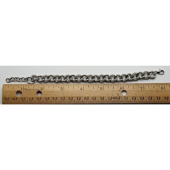 Silver Tone Women's Linked Bracelet 8" - Picture 5 of 9